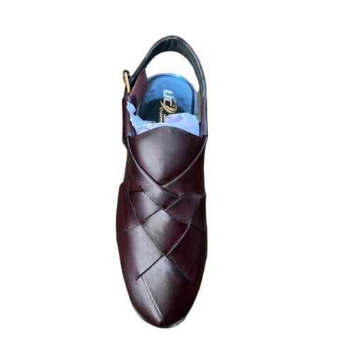 Cross Leather (deep maroon) Peshawari Chappal